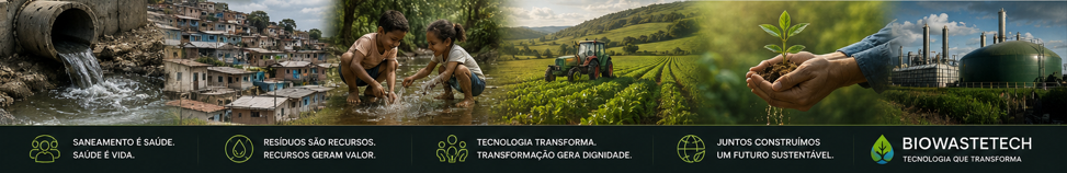 Saneamento é saúde. Resíduos são recursos. Tecnologia transforma. Juntos construímos um futuro sustentável.